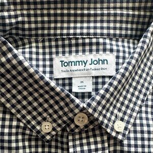 Tommy John Men's Navy and White Plaid Shirt